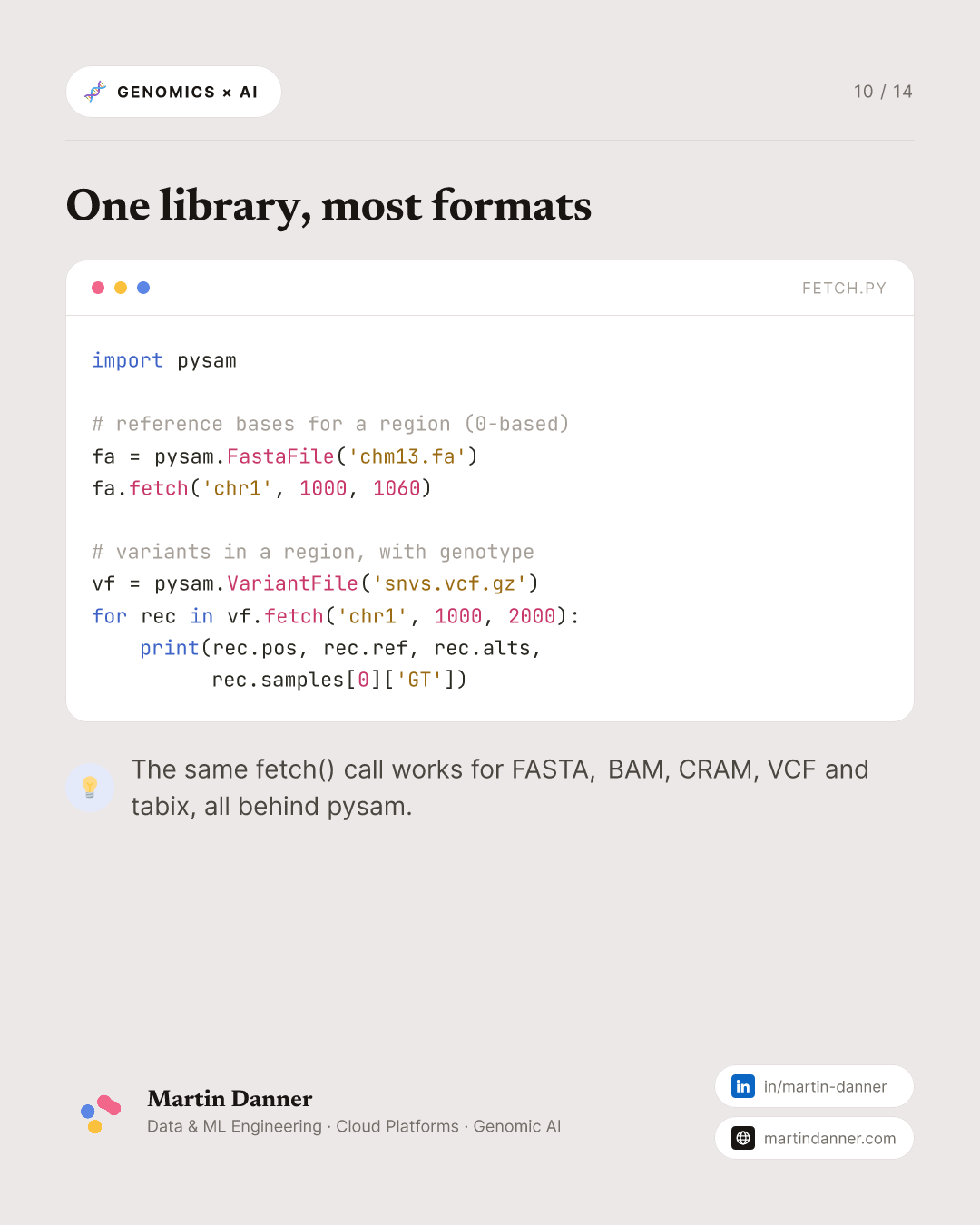 Genomic Data Formats — 10 / 14