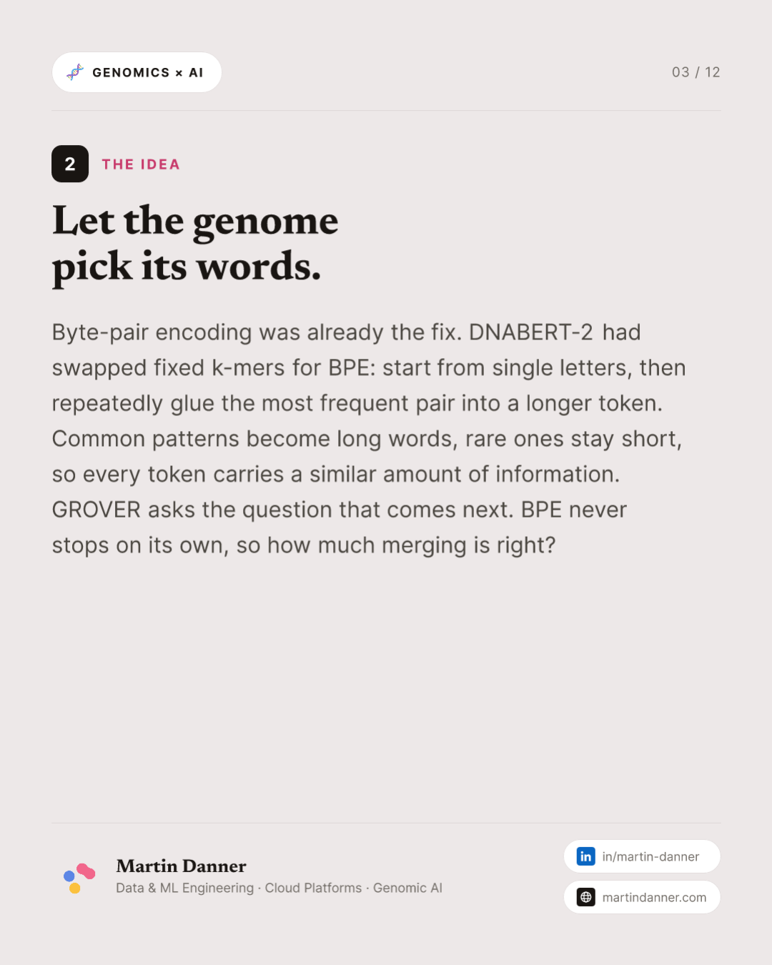 GROVER: a model that finds the words in DNA — 3 / 12