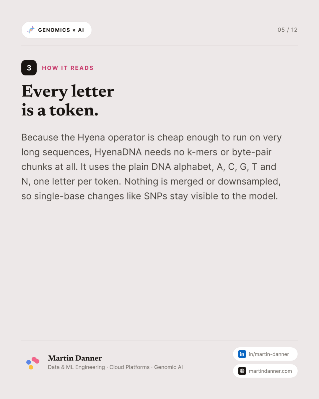 HyenaDNA: a million bases, nothing skipped — 5 / 12