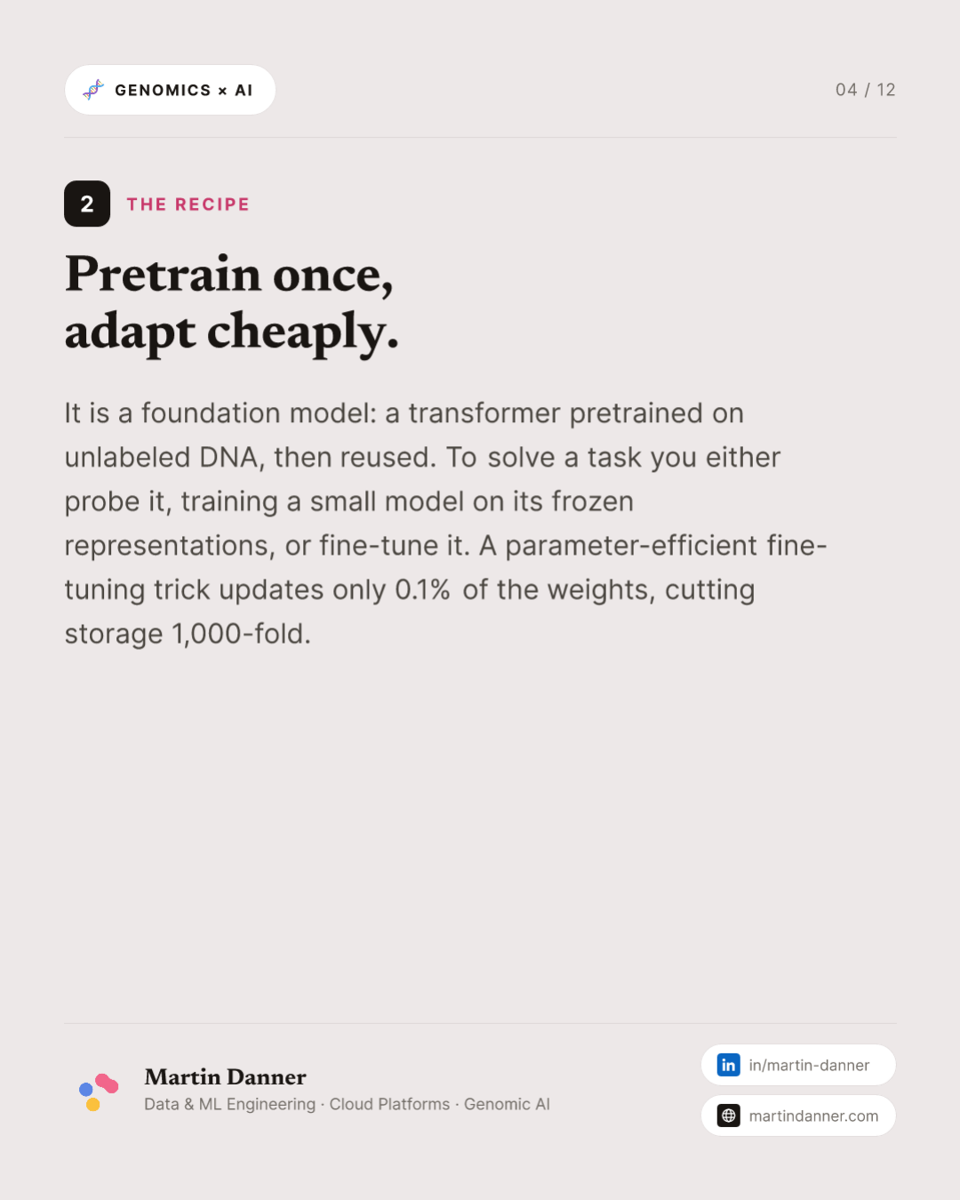 Nucleotide Transformer: one DNA model, 18 genomics tasks — 4 / 12