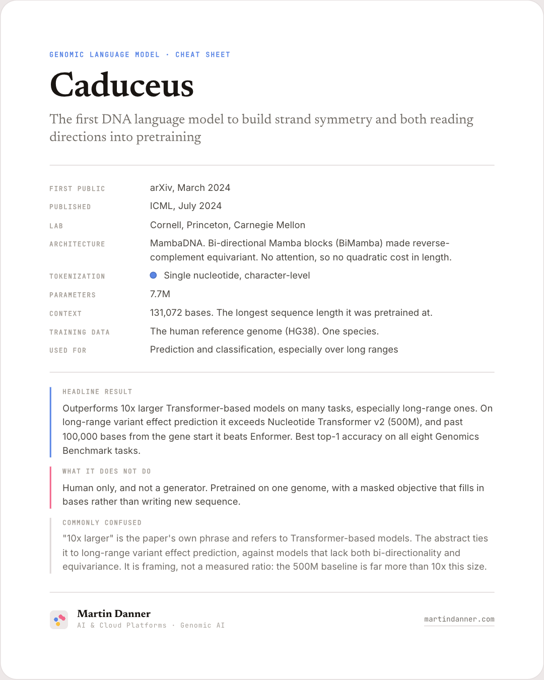 gLM cheat sheet: Caduceus